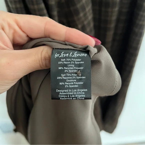For Love & Lemons University Plaid Midi Dress Brown Drop Waist Size S NWT - Picture 8 of 9